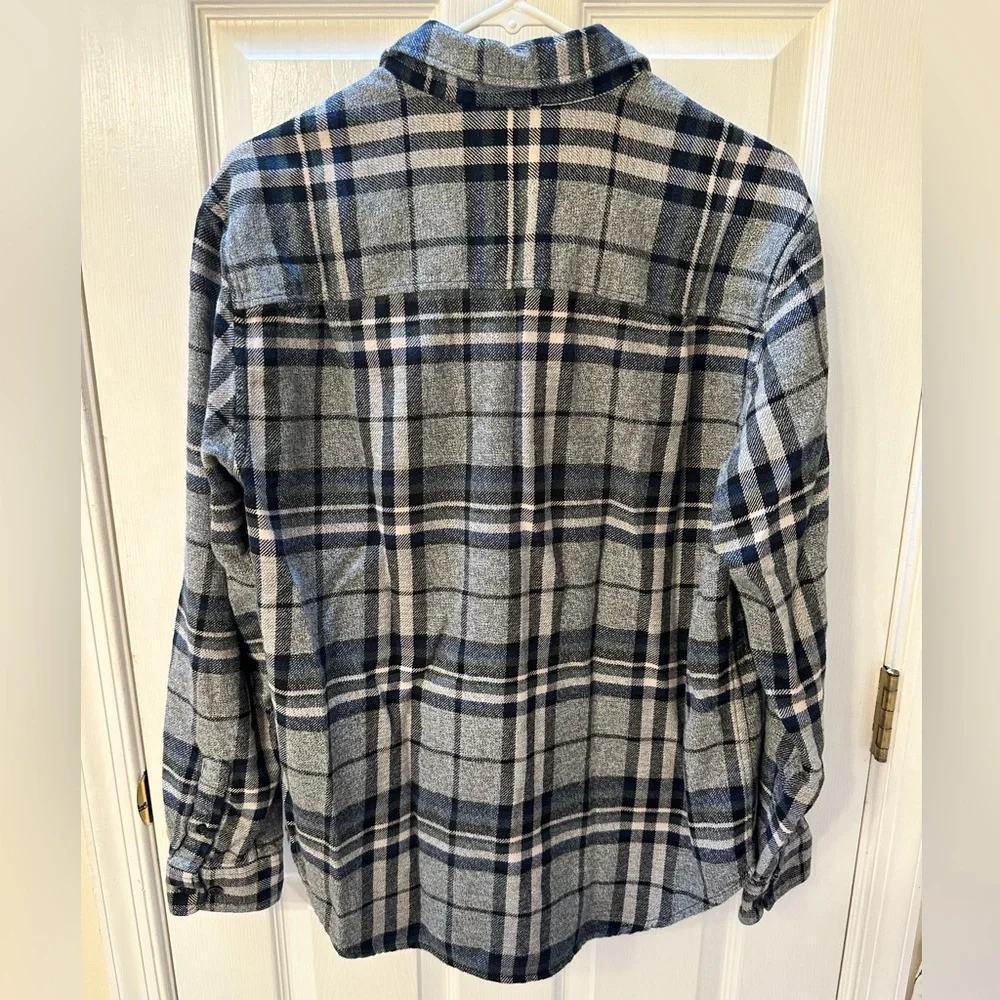 Urban Outfitters Navy and Gray Flannel Plaid Shirt